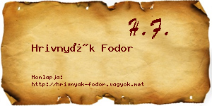 Hrivnyák Fodor névjegykártya